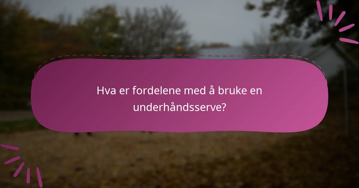 Hva er fordelene med å bruke en underhåndsserve?